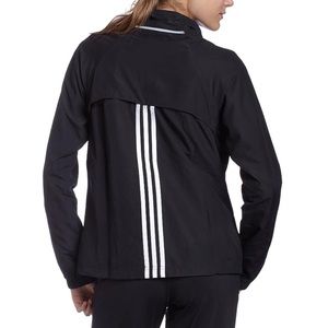 Adidas Women’s Full Zip Windbreaker Jacket Size Small Reflective Stripes Black
